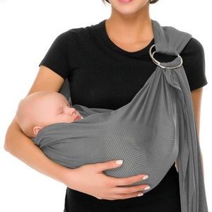 Adjustable ring sling gray mesh baby